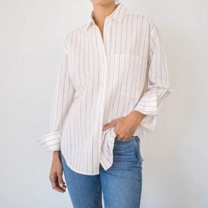 AYR The Deep End Lighthouse Stripe (White Button Down Shirt With Red Stripes)